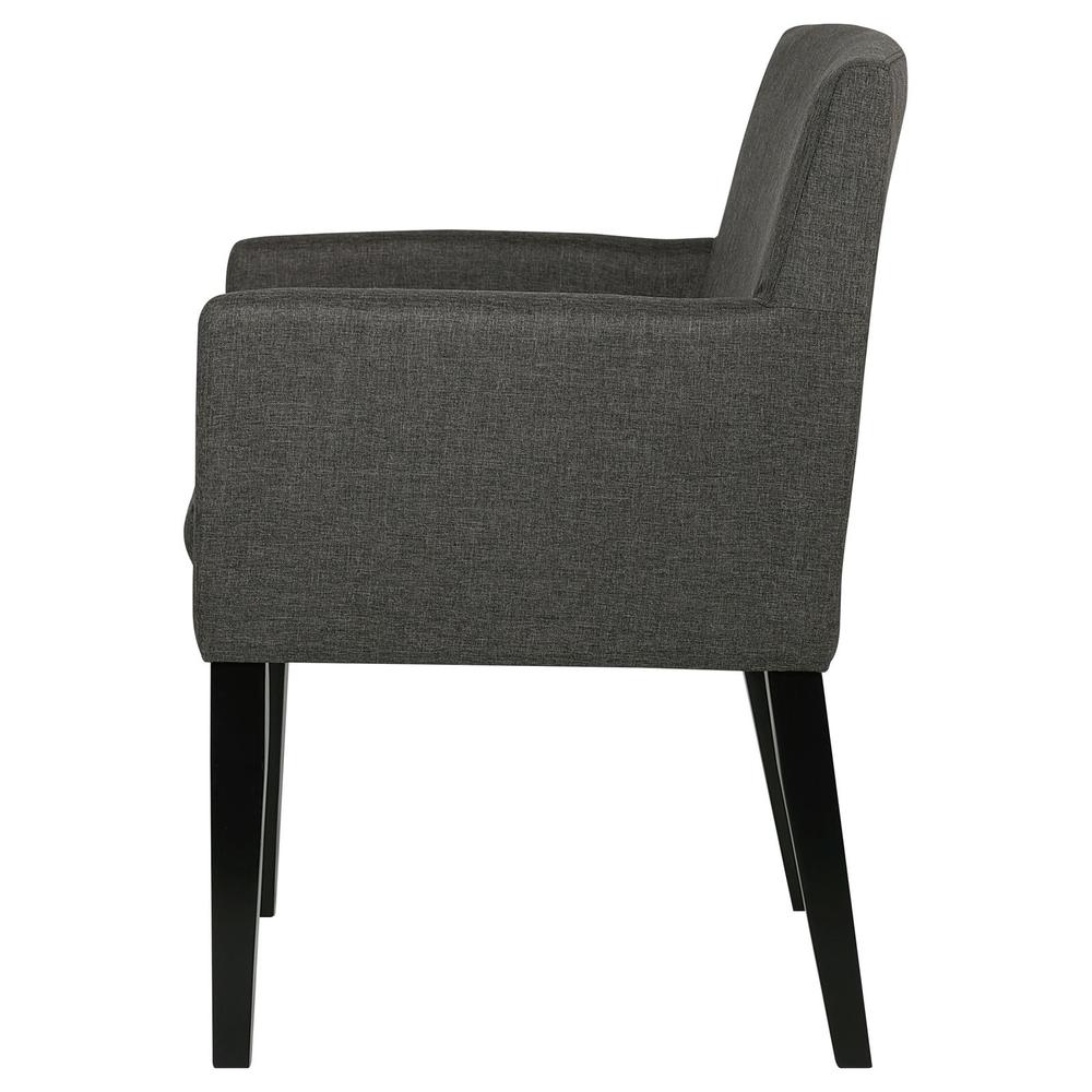 Catherine Upholstered Dining Arm Chair Charcoal Grey and Black (Set of 2). Picture 4