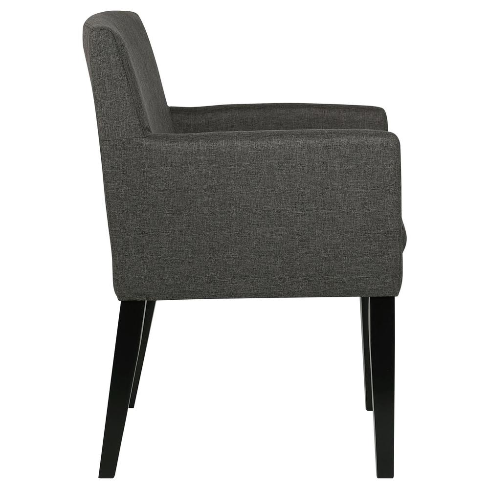 Catherine Upholstered Dining Arm Chair Charcoal Grey and Black (Set of 2). Picture 7