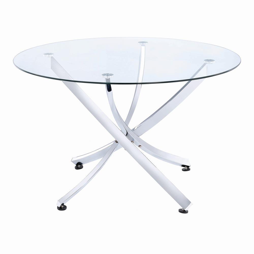 Beckham Round Dining Table Chrome and Clear. Picture 2