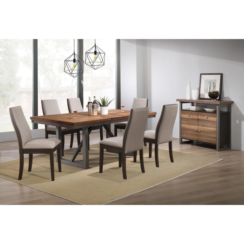 Spring Creek 7-piece Dining Room Set Natural Walnut and Chocolate Brown. Picture 1