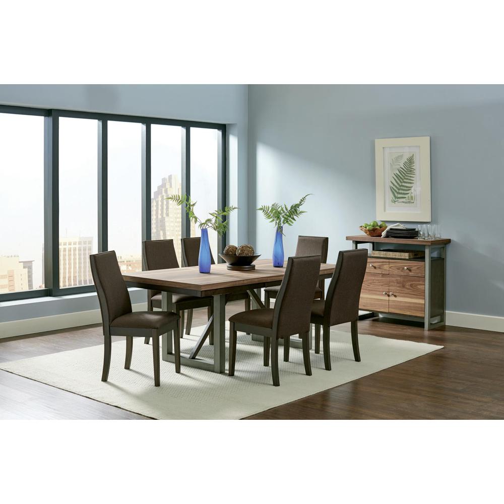 Spring Creek 7-piece Dining Room Set Natural Walnut and Taupe. Picture 1
