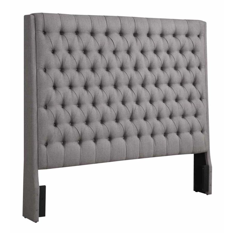 Camille Tall Tufted Eastern King Headboard Grey. Picture 1