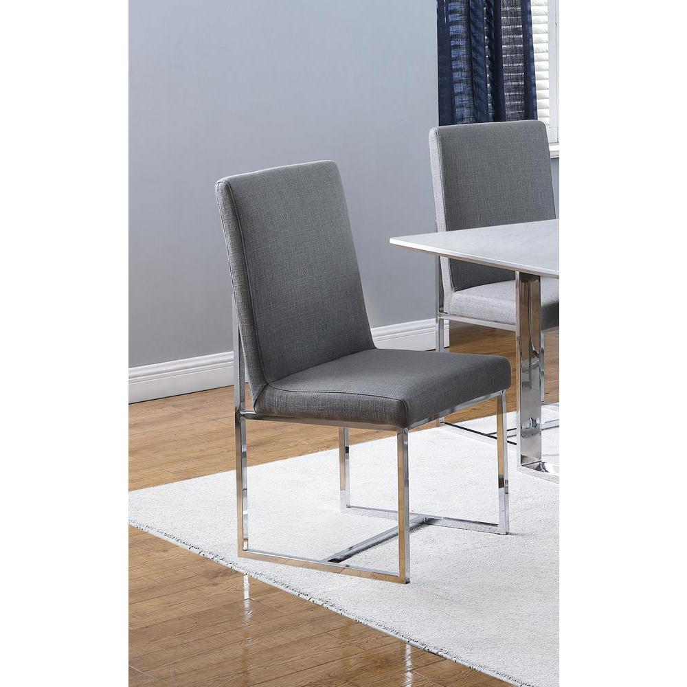Mackinnon Upholstered Side Chairs Grey And Chrome (Set Of 2). Picture 1