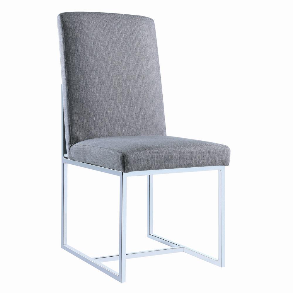 Mackinnon Upholstered Side Chairs Grey And Chrome (Set Of 2). Picture 2