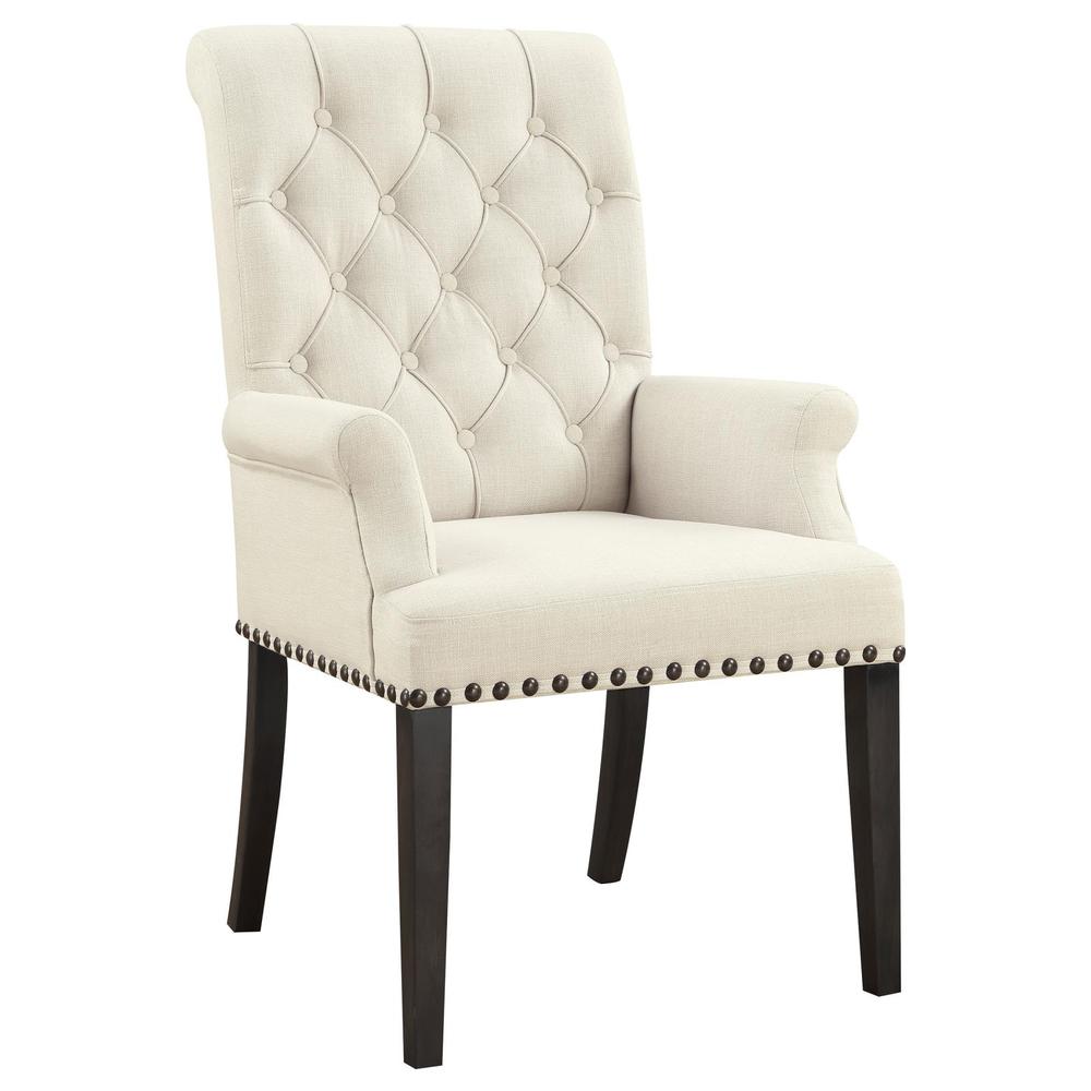 Alana Upholstered Arm Chair Beige and Smokey Black. Picture 9