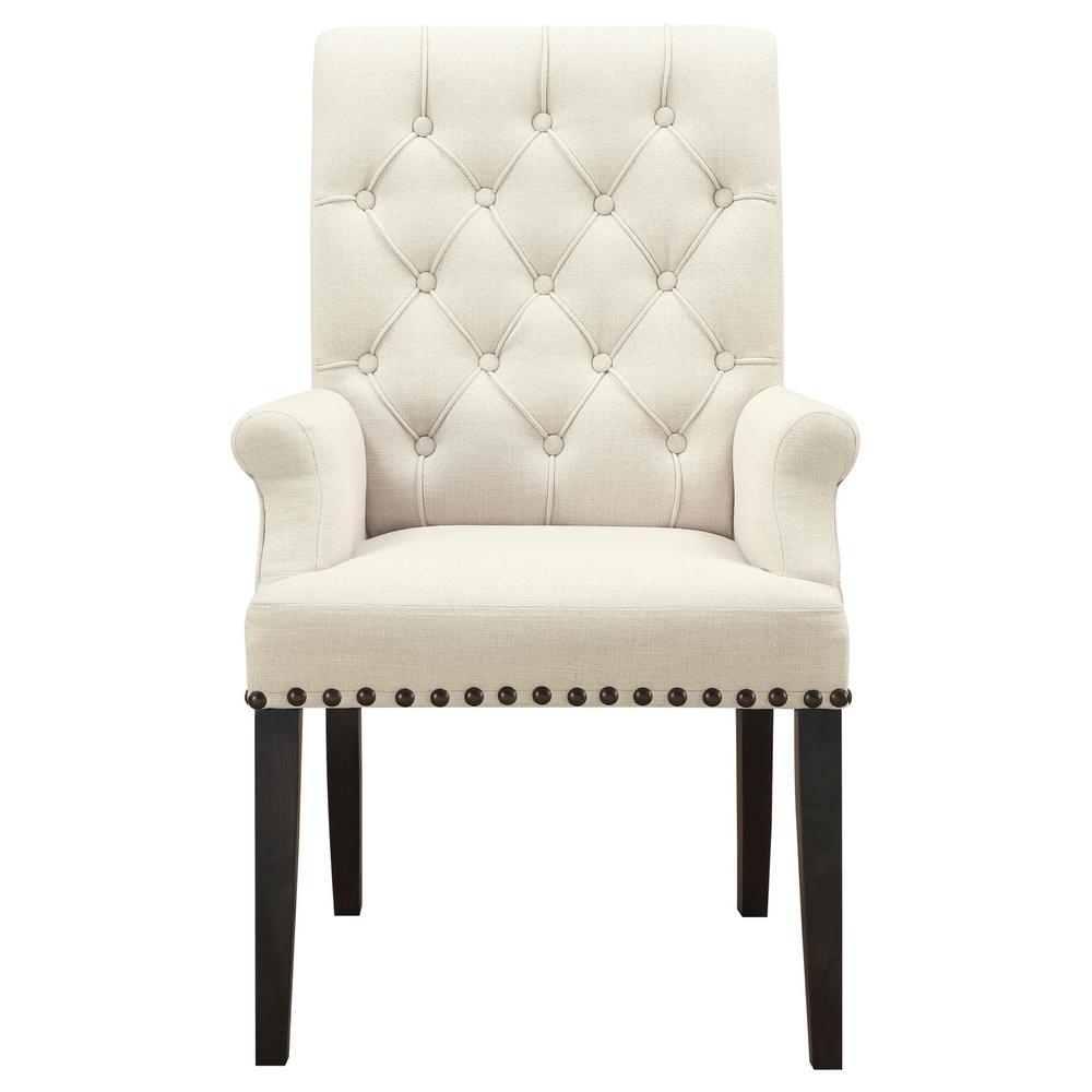 Alana Upholstered Arm Chair Beige and Smokey Black. Picture 2