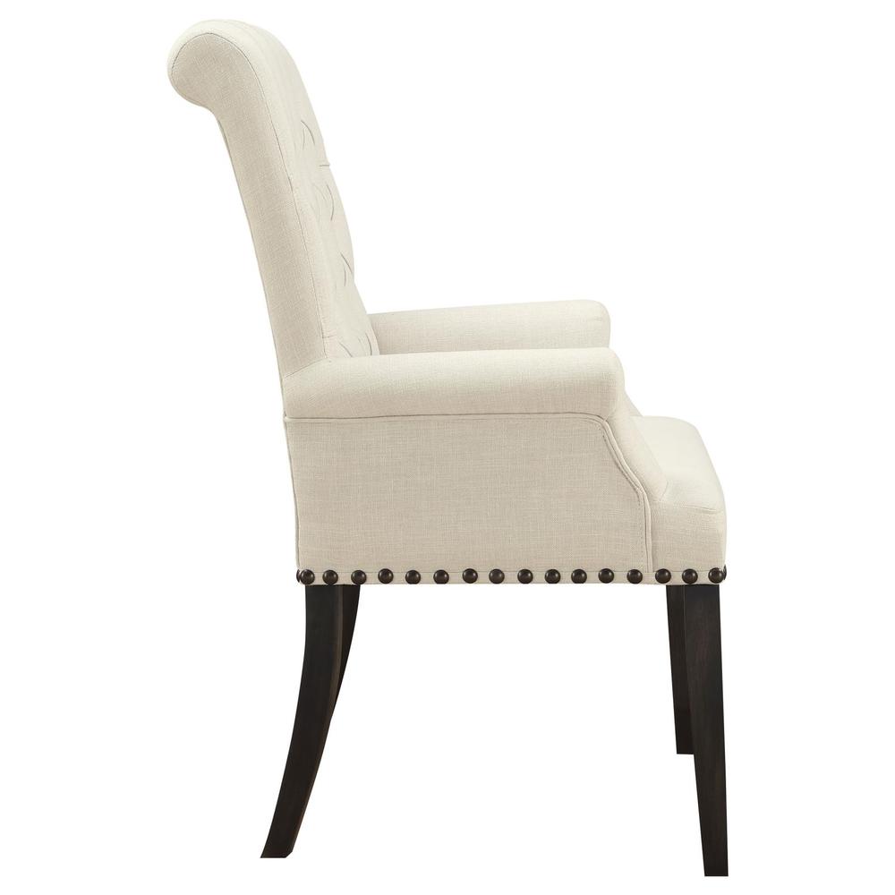 Alana Upholstered Arm Chair Beige and Smokey Black. Picture 4