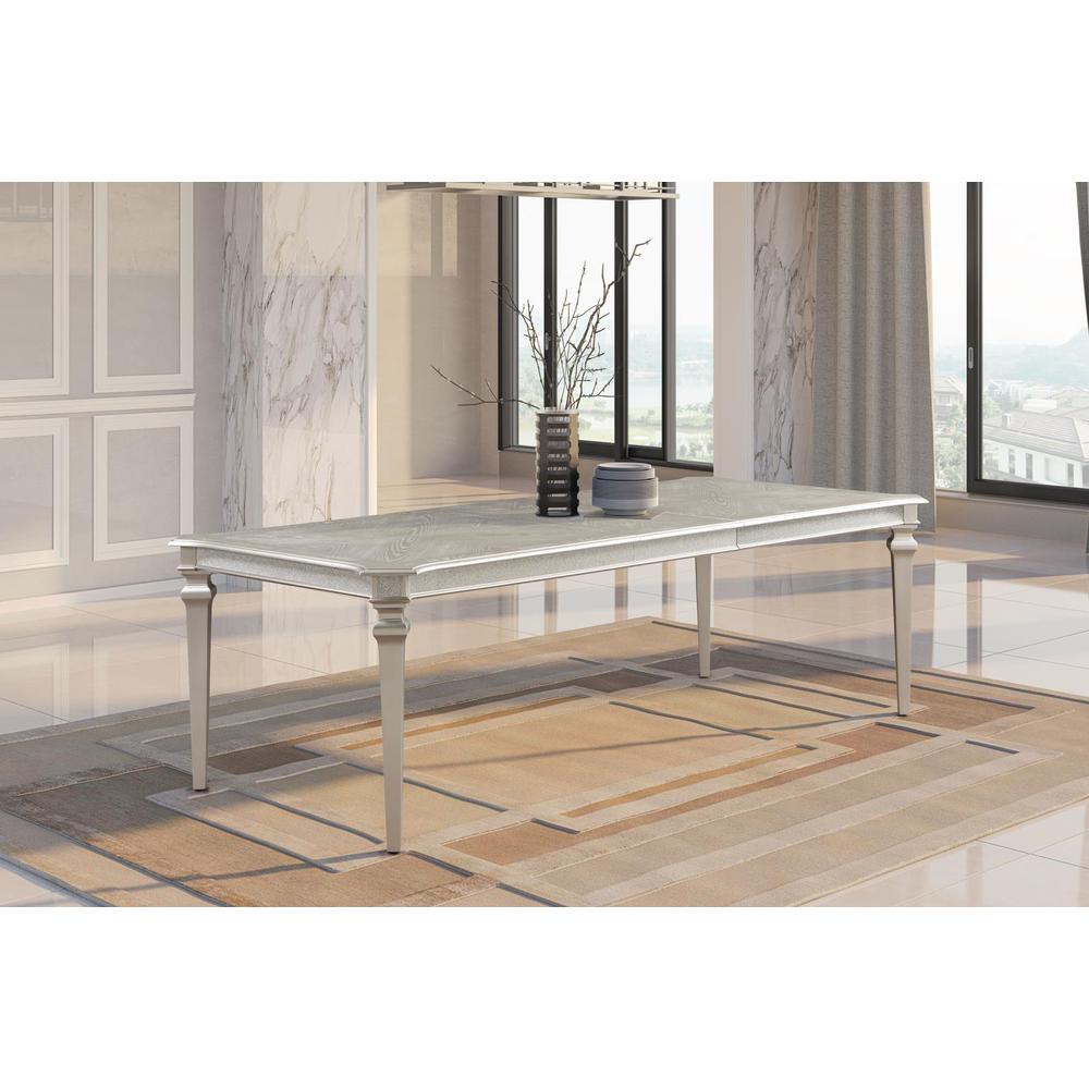 Evangeline Rectangular Dining Table with Extension Leaf Silver Oak. Picture 12