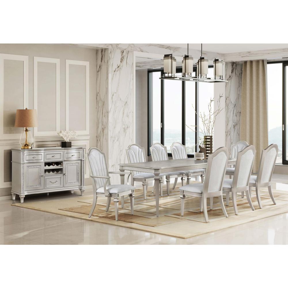 Evangeline 5-piece Dining Table Set with Extension Leaf Ivory and Silver Oak. Picture 1
