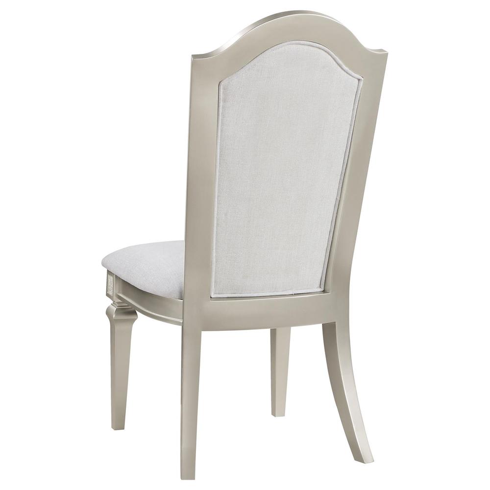 Dining Side Chair with Faux Diamond Trim Ivory and Silver Oak (Set of 2). Picture 6