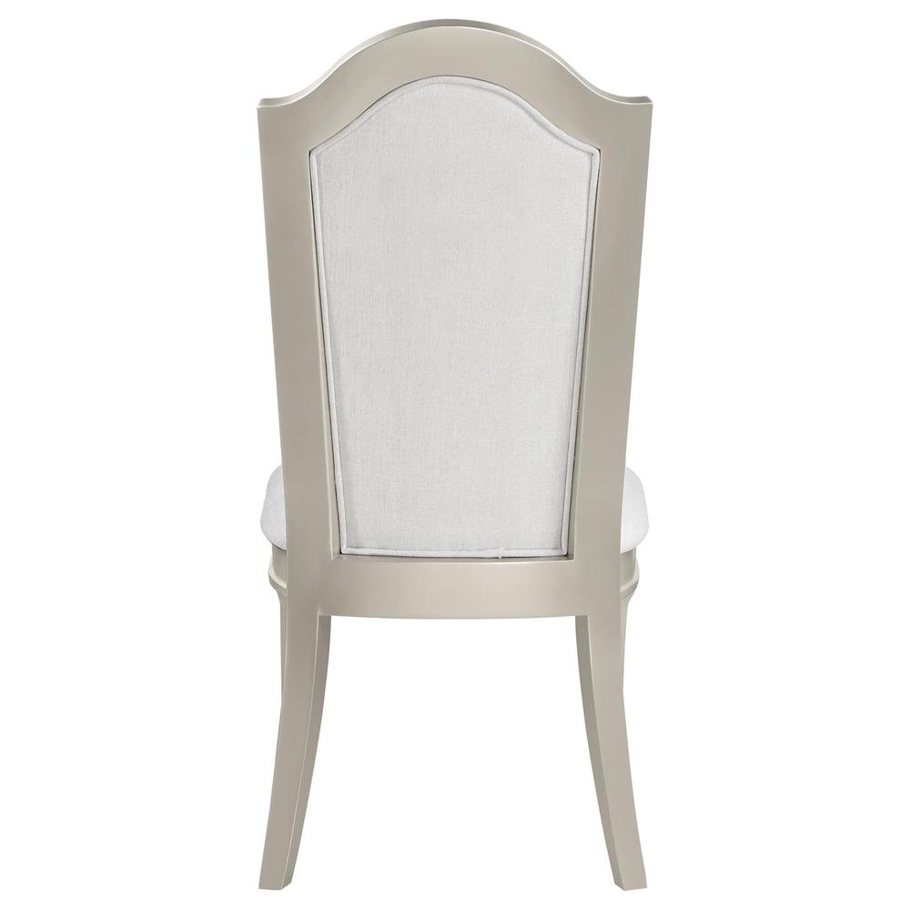 Dining Side Chair with Faux Diamond Trim Ivory and Silver Oak (Set of 2). Picture 7