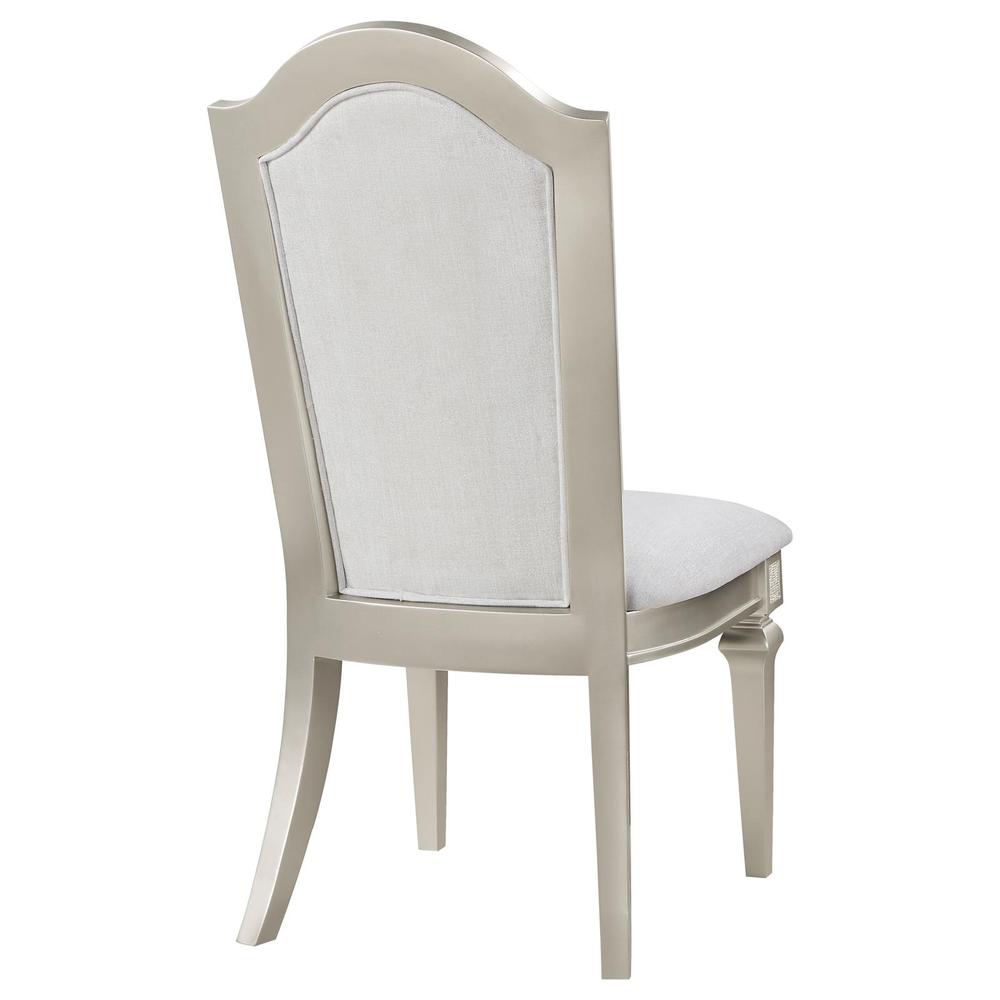 Dining Side Chair with Faux Diamond Trim Ivory and Silver Oak (Set of 2). Picture 8