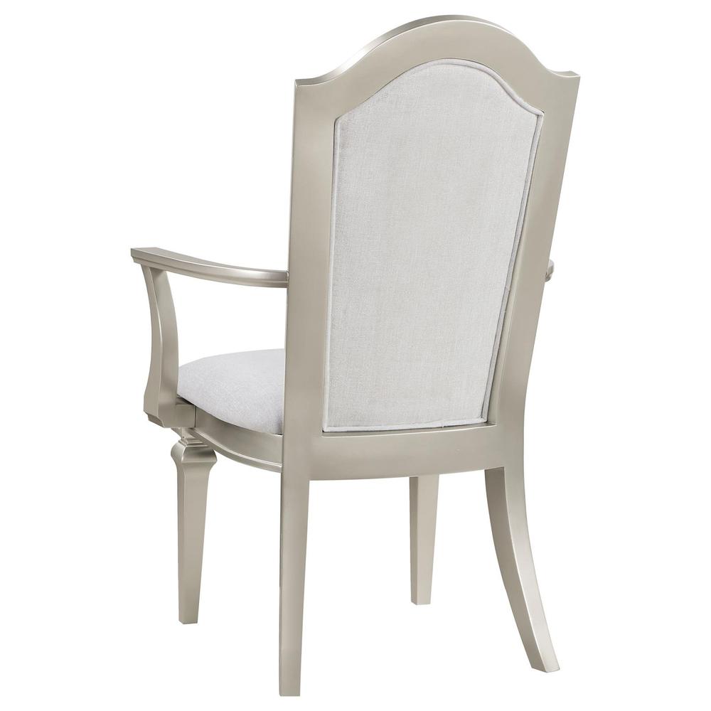 Dining Arm Chair with Faux Diamond Trim Ivory and Silver Oak (Set of 2). Picture 5