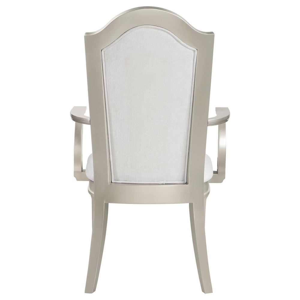 Dining Arm Chair with Faux Diamond Trim Ivory and Silver Oak (Set of 2). Picture 6