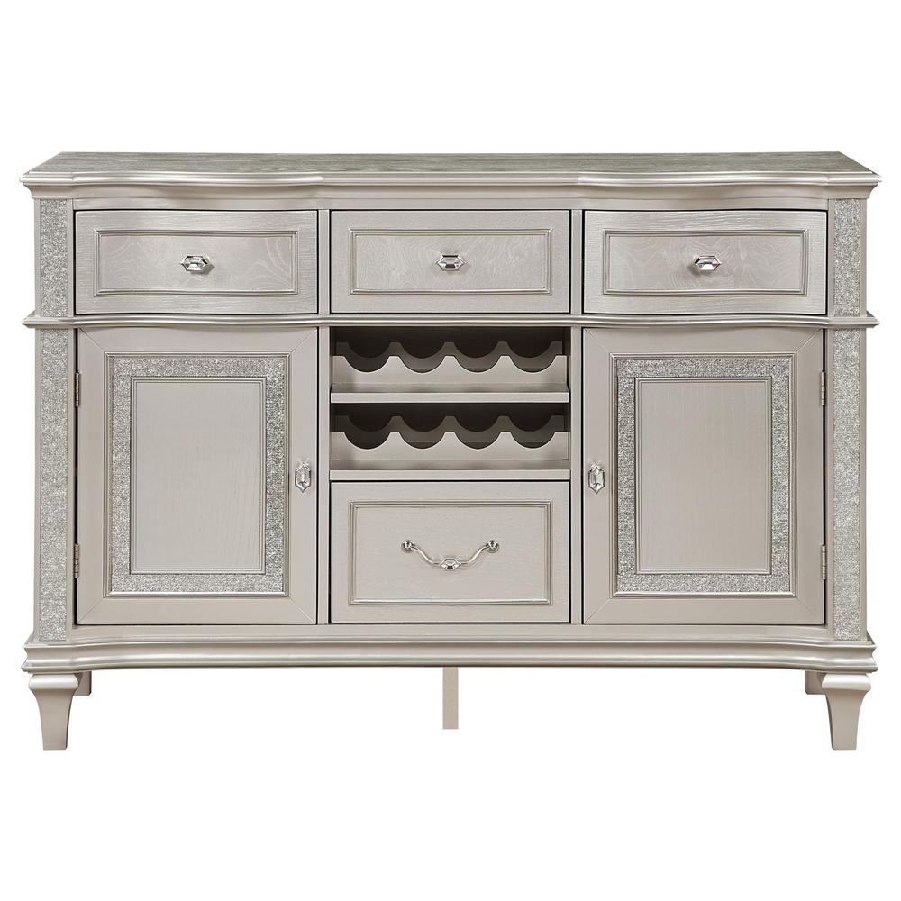 Evangeline 4-drawer Sideboard Server with Faux Diamond Trim Silver Oak. Picture 2