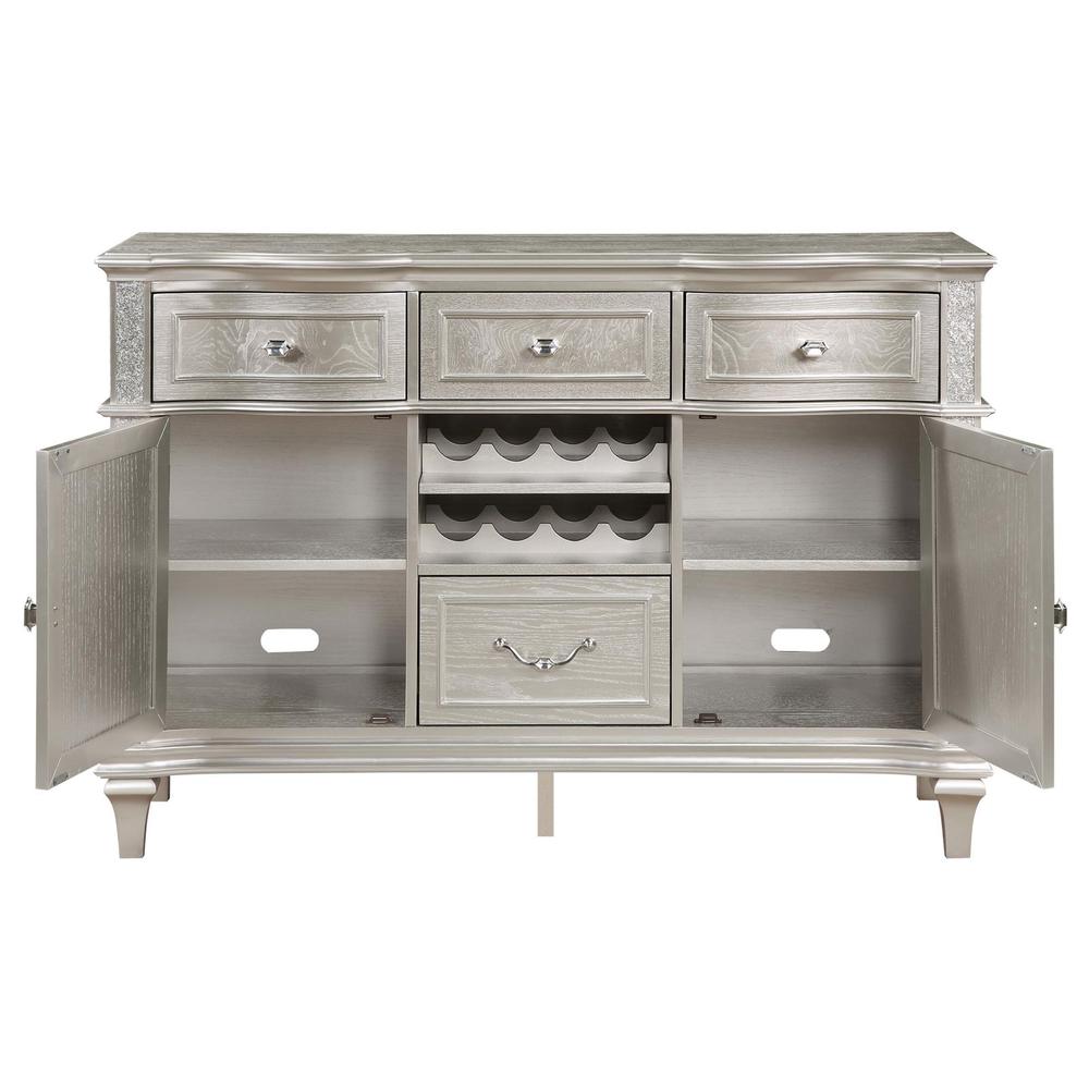 Evangeline 4-drawer Sideboard Server with Faux Diamond Trim Silver Oak. Picture 3