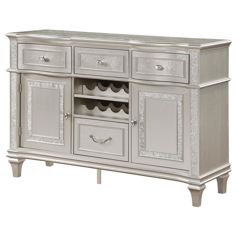 Evangeline 4-drawer Sideboard Server with Faux Diamond Trim Silver Oak. Picture 4