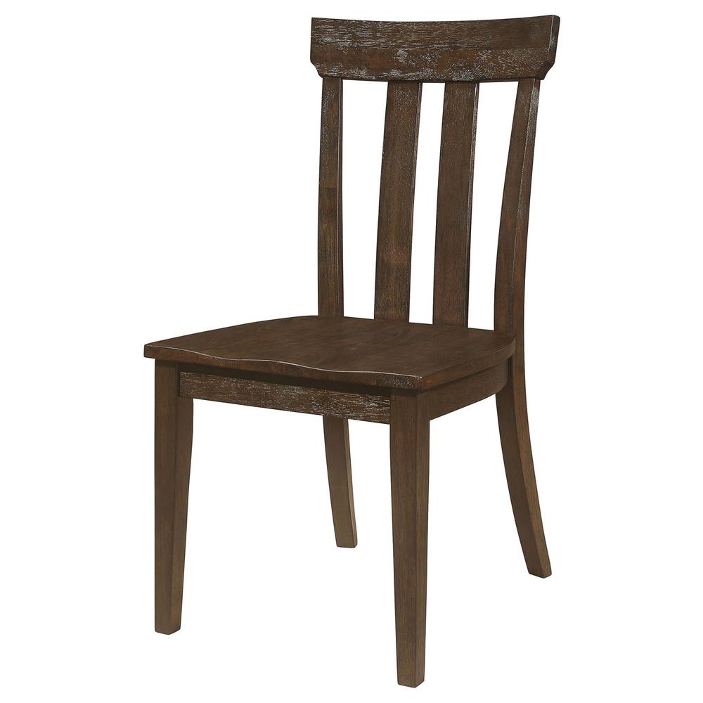 Reynolds Slat Back Dining Side Chair Brown Oak (Set of 2). Picture 2