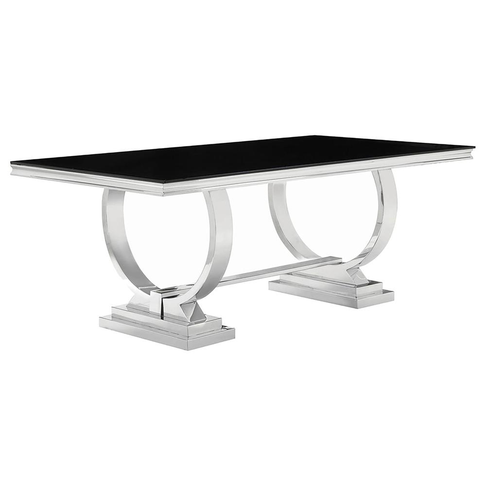 Antoine Rectangular Dining Table Chrome and Black. Picture 1