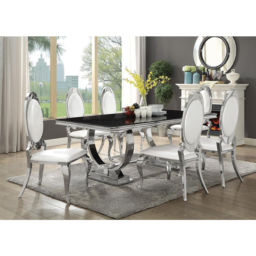 Antoine Rectangular Dining Table Chrome and Black. Picture 3