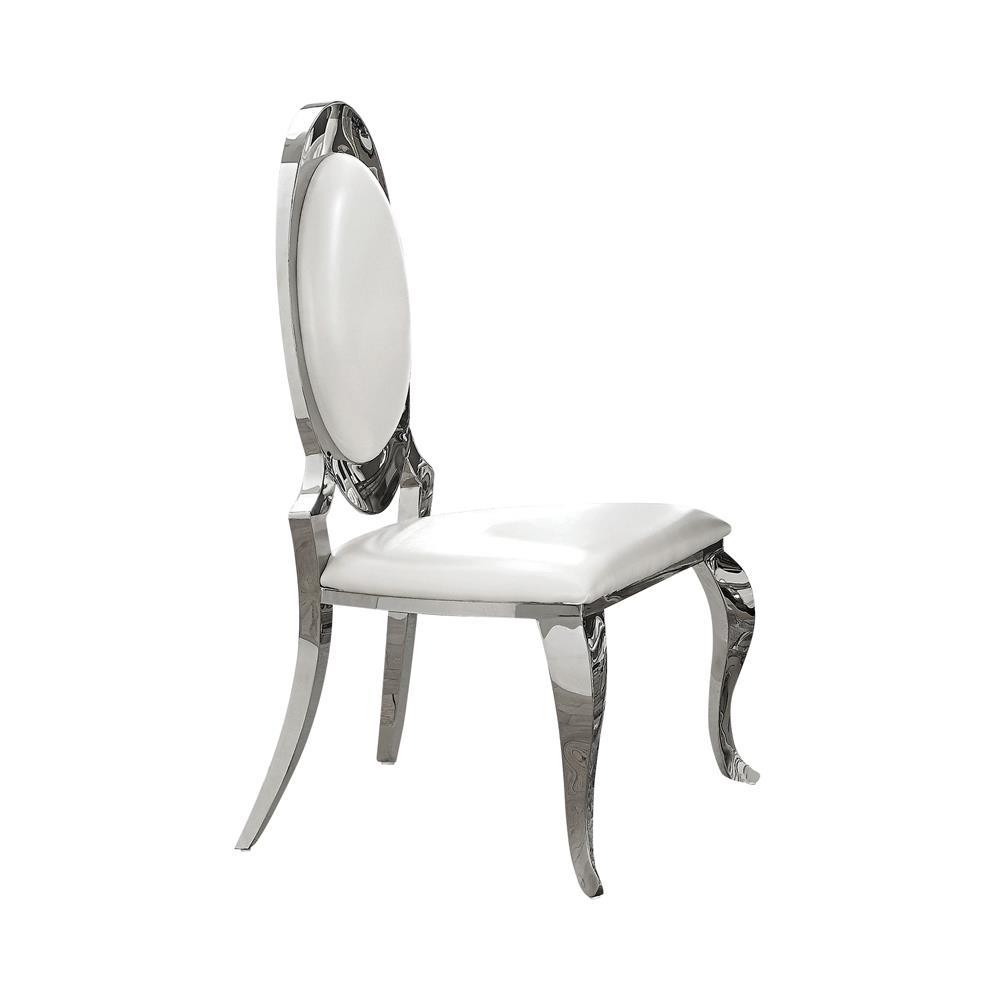 Anchorage Oval Back Side Chairs Cream and Chrome (Set of 2). Picture 1