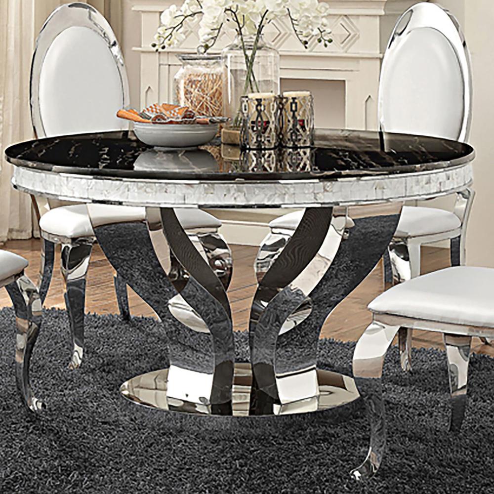 Anchorage Round Dining Table Chrome and Black. Picture 2