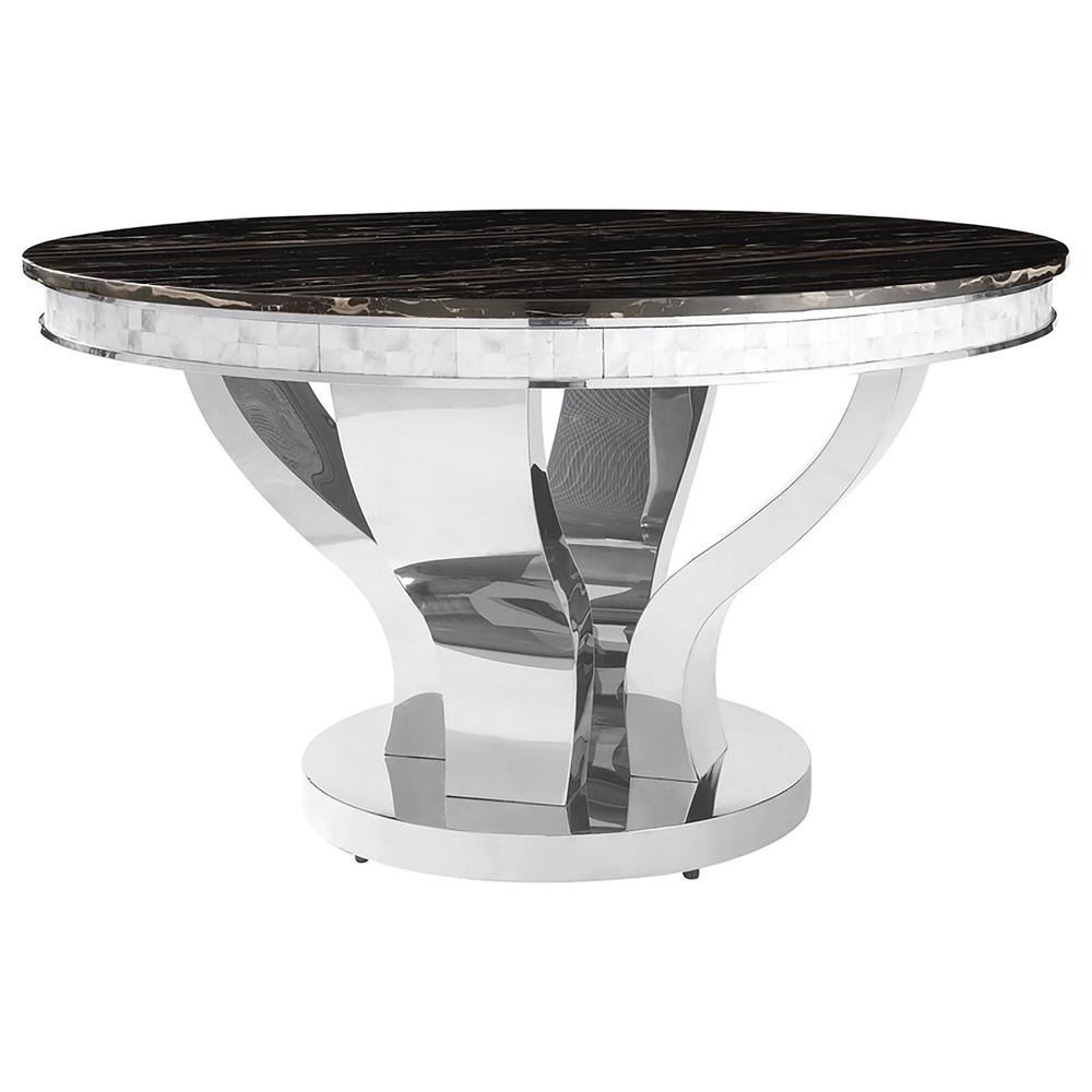 Anchorage Round Dining Table Chrome and Black. Picture 1
