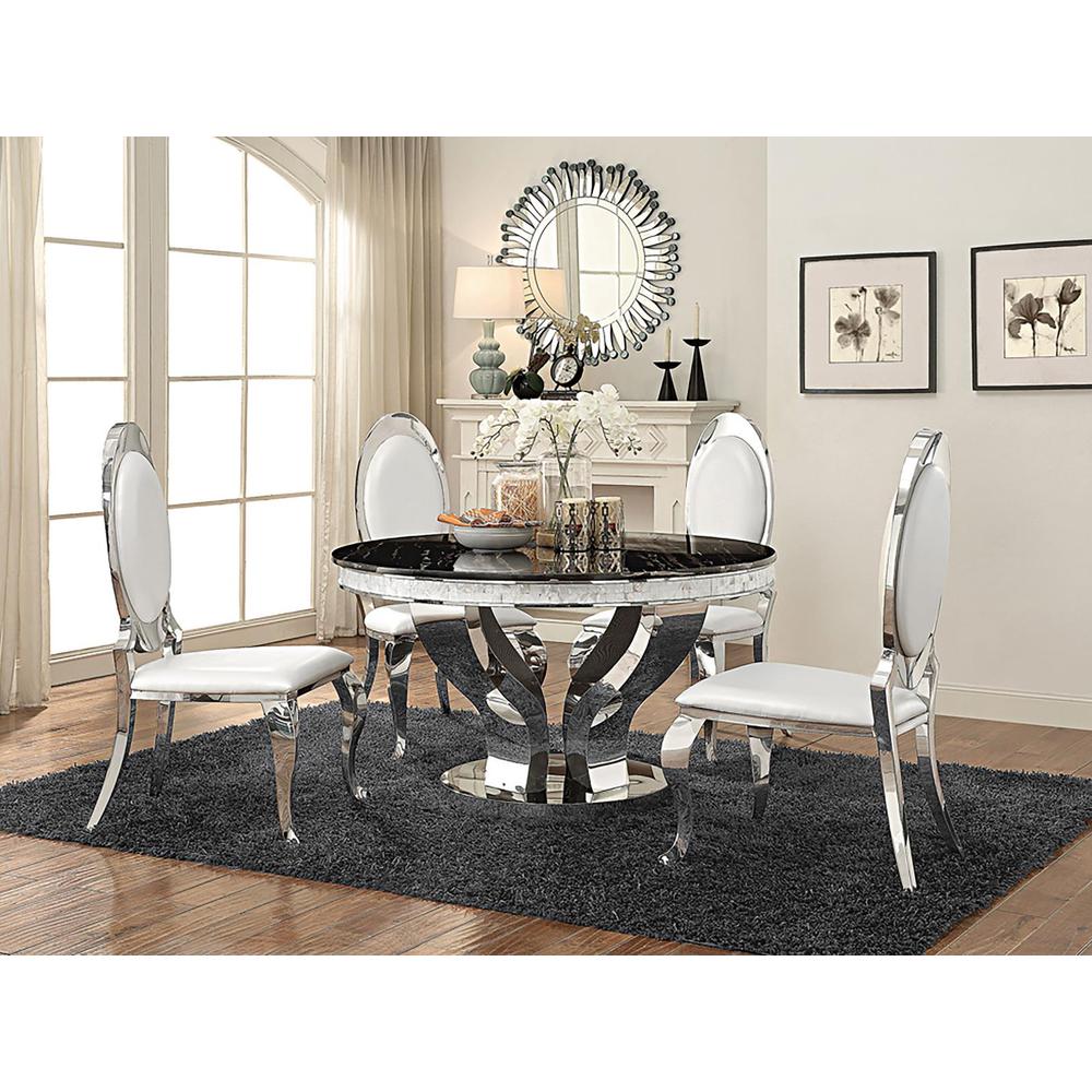 Anchorage Round Dining Table Chrome and Black. Picture 3