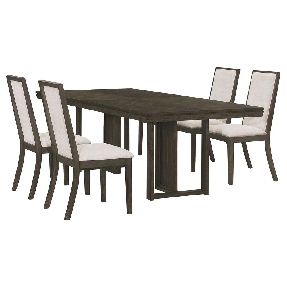 Kelly 5-piece Rectangular Dining Table Set Beige and Dark Grey. Picture 1