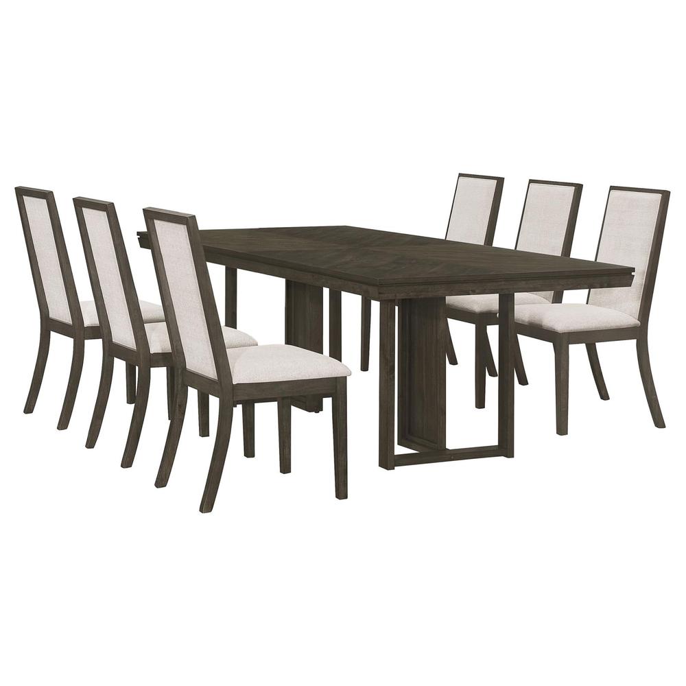 Kelly 7-piece Rectangular Dining Table Set Beige and Dark Grey. Picture 1