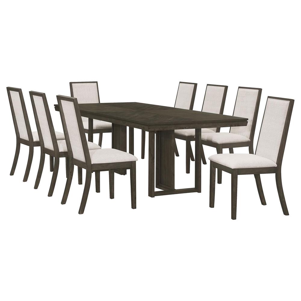 Kelly 9-piece Rectangular Dining Table Set Beige and Dark Grey. Picture 1