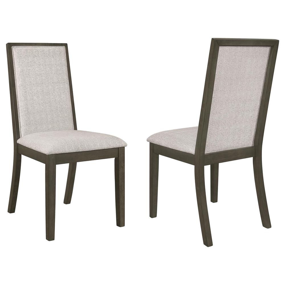 Kelly Upholstered Solid Back Dining Side Chair Beige and Dark Grey (Set of 2). Picture 10