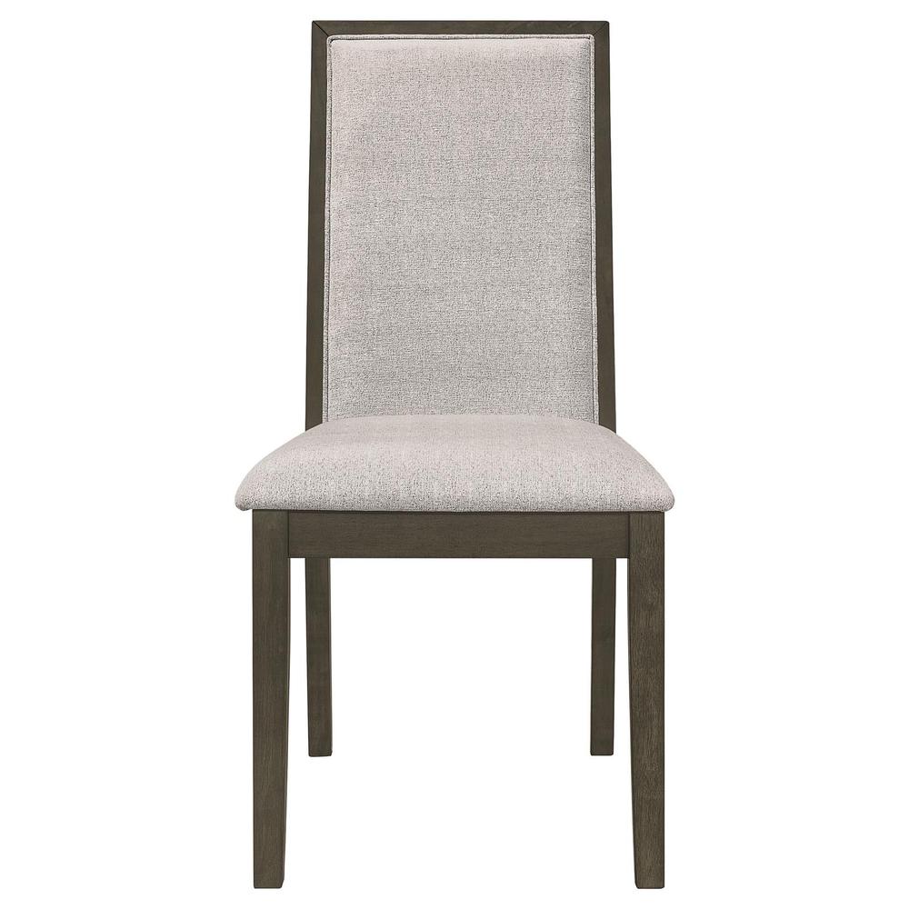 Kelly Upholstered Solid Back Dining Side Chair Beige and Dark Grey (Set of 2). Picture 3