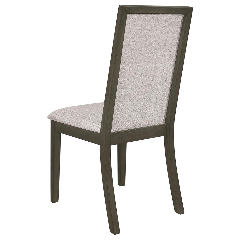 Kelly Upholstered Solid Back Dining Side Chair Beige and Dark Grey (Set of 2). Picture 4