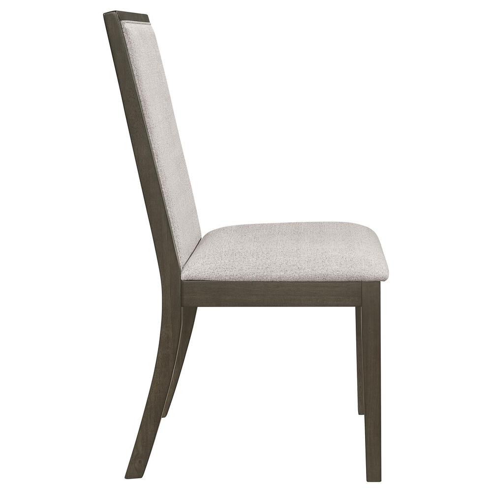 Kelly Upholstered Solid Back Dining Side Chair Beige and Dark Grey (Set of 2). Picture 5