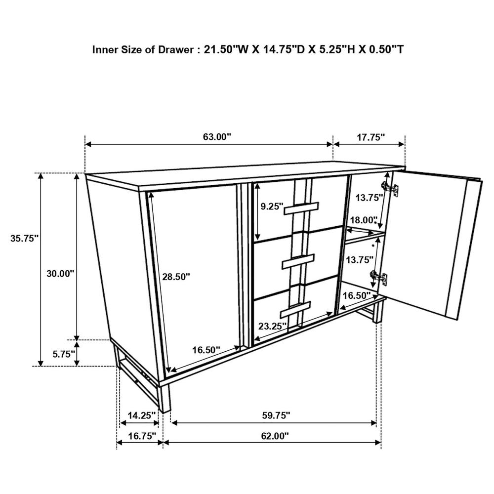 Kelly 3-drawer Storage Dining Sideboard Server Dark Grey. Picture 9