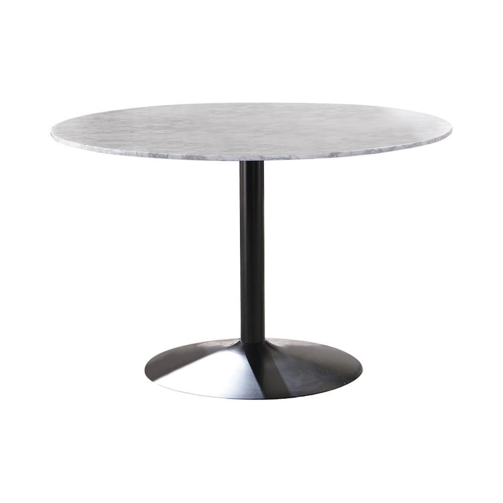 Bartole Round Dining Table White and Matte Black. Picture 3