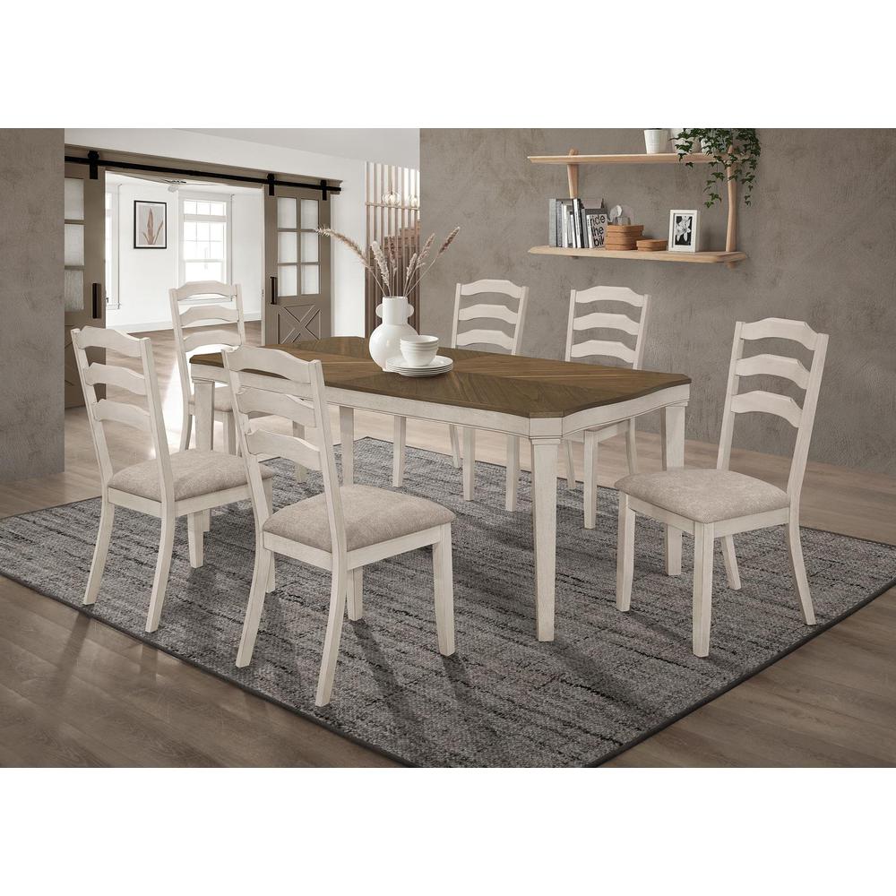 Ronnie 7-piece Starburst Dining Table Set Khaki and Rustic Cream. Picture 14