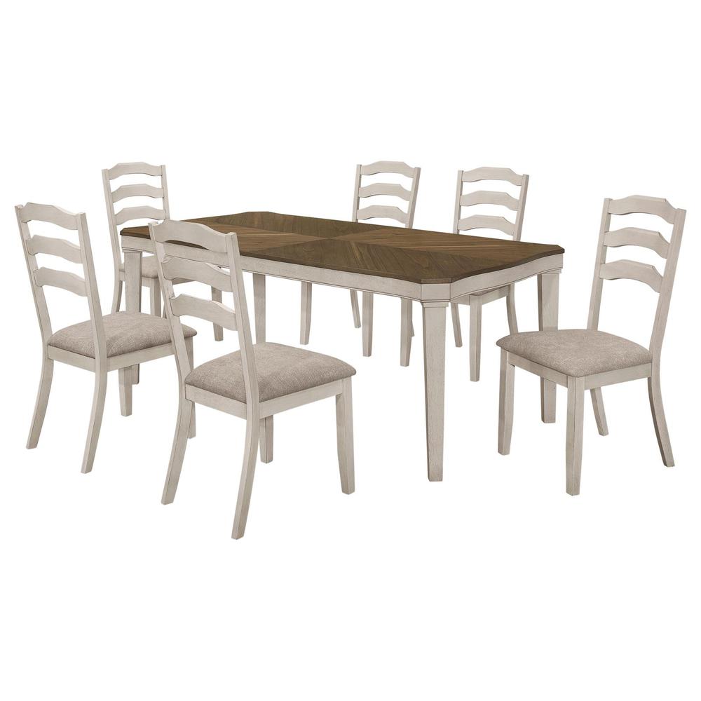 Ronnie 7-piece Starburst Dining Table Set Khaki and Rustic Cream. Picture 10