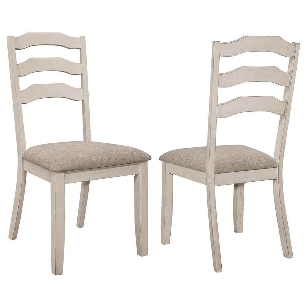 Ladder Back Padded Seat Dining Side Chair Khaki and Rustic Cream (Set of 2). Picture 13