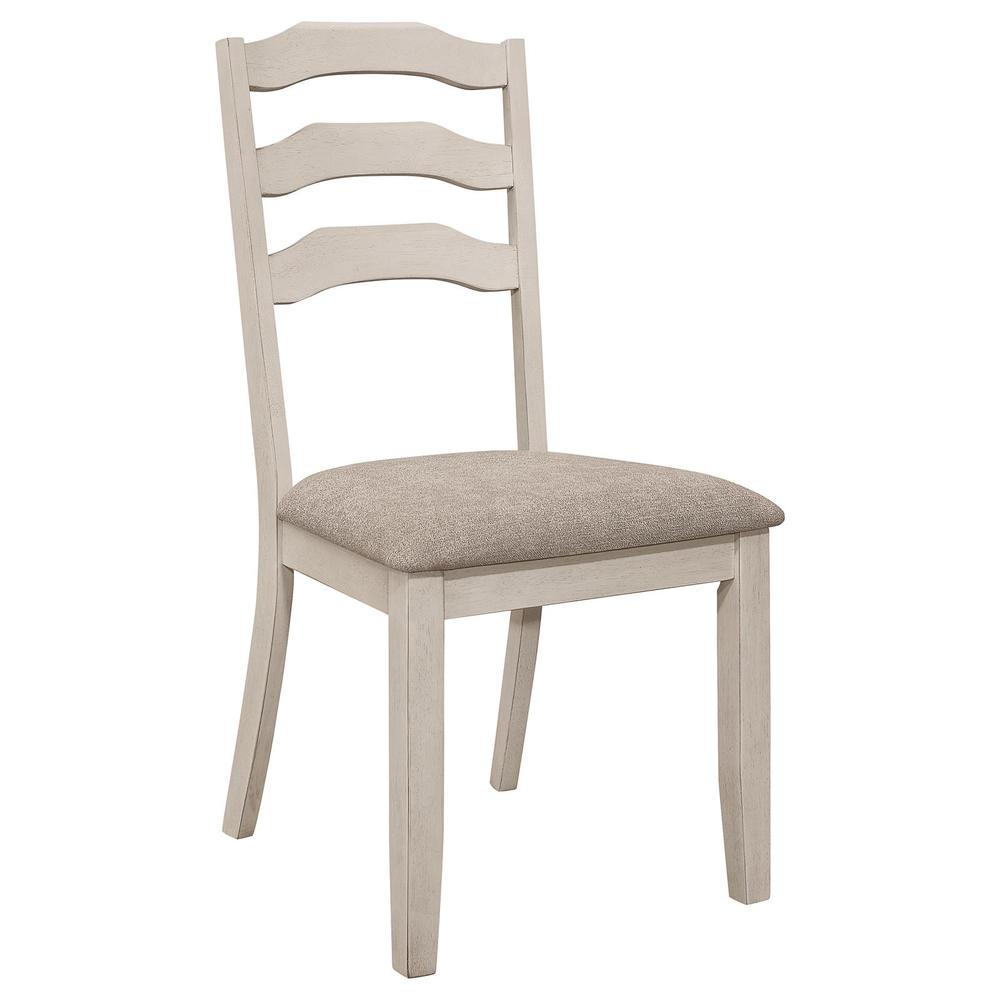 Ladder Back Padded Seat Dining Side Chair Khaki and Rustic Cream (Set of 2). Picture 1