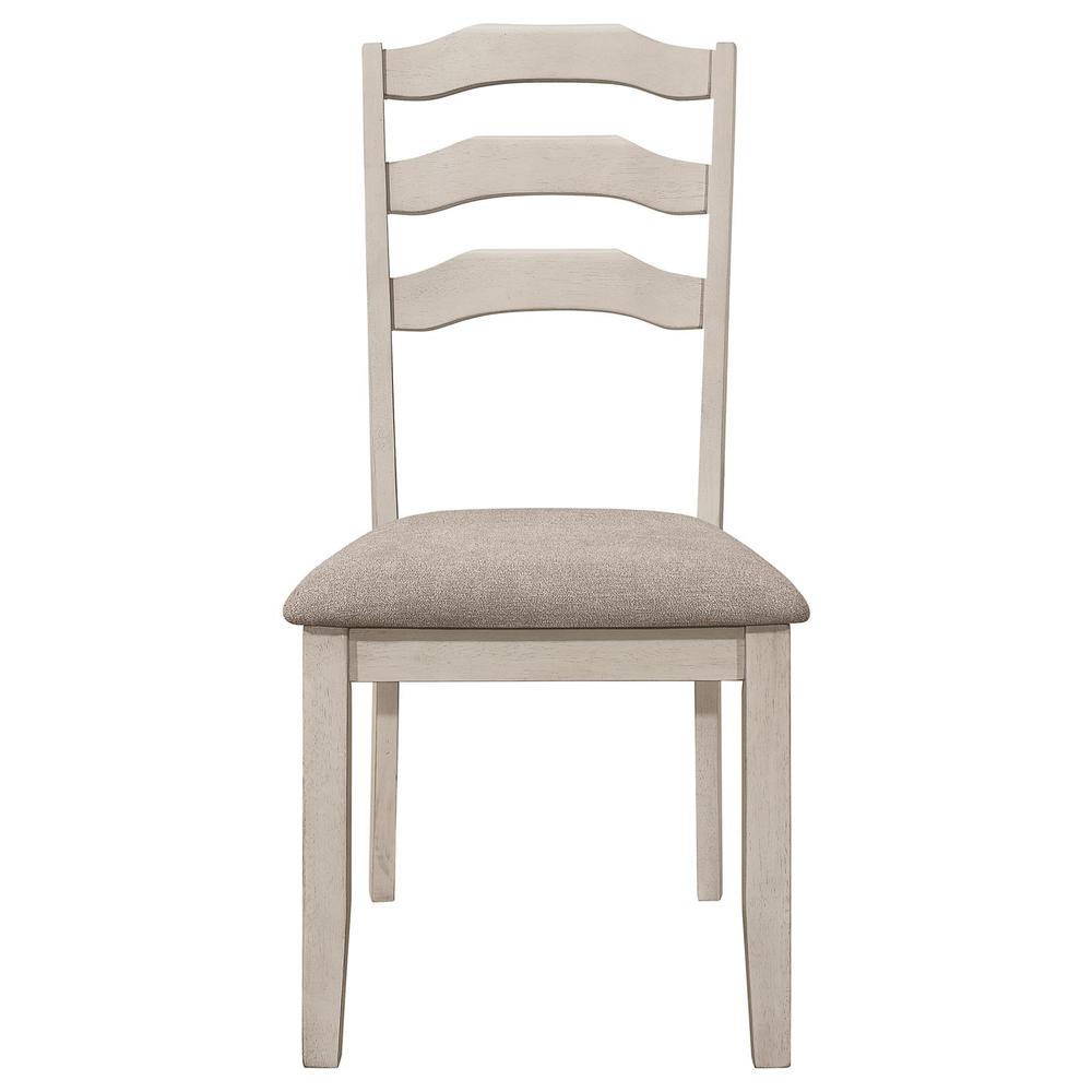 Ladder Back Padded Seat Dining Side Chair Khaki and Rustic Cream (Set of 2). Picture 2