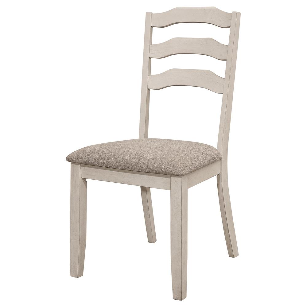 Ladder Back Padded Seat Dining Side Chair Khaki and Rustic Cream (Set of 2). Picture 3