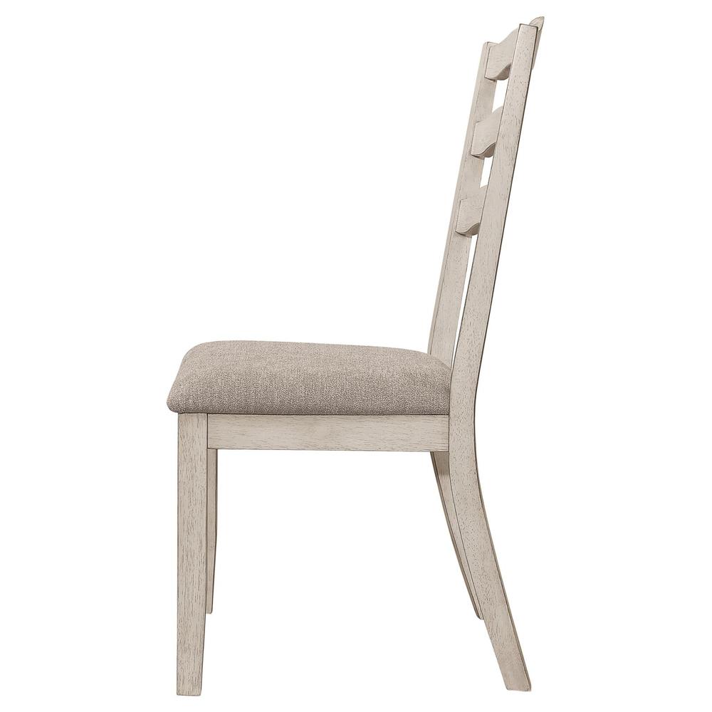 Ladder Back Padded Seat Dining Side Chair Khaki and Rustic Cream (Set of 2). Picture 4