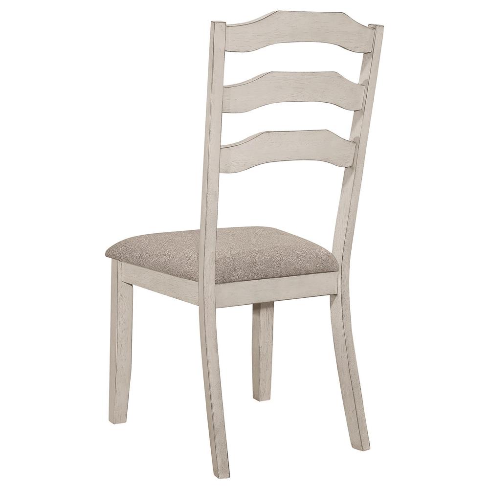 Ladder Back Padded Seat Dining Side Chair Khaki and Rustic Cream (Set of 2). Picture 5