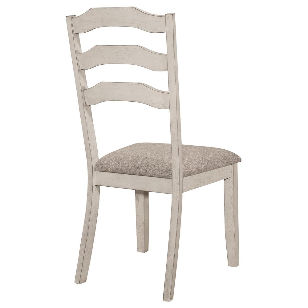Ladder Back Padded Seat Dining Side Chair Khaki and Rustic Cream (Set of 2). Picture 6