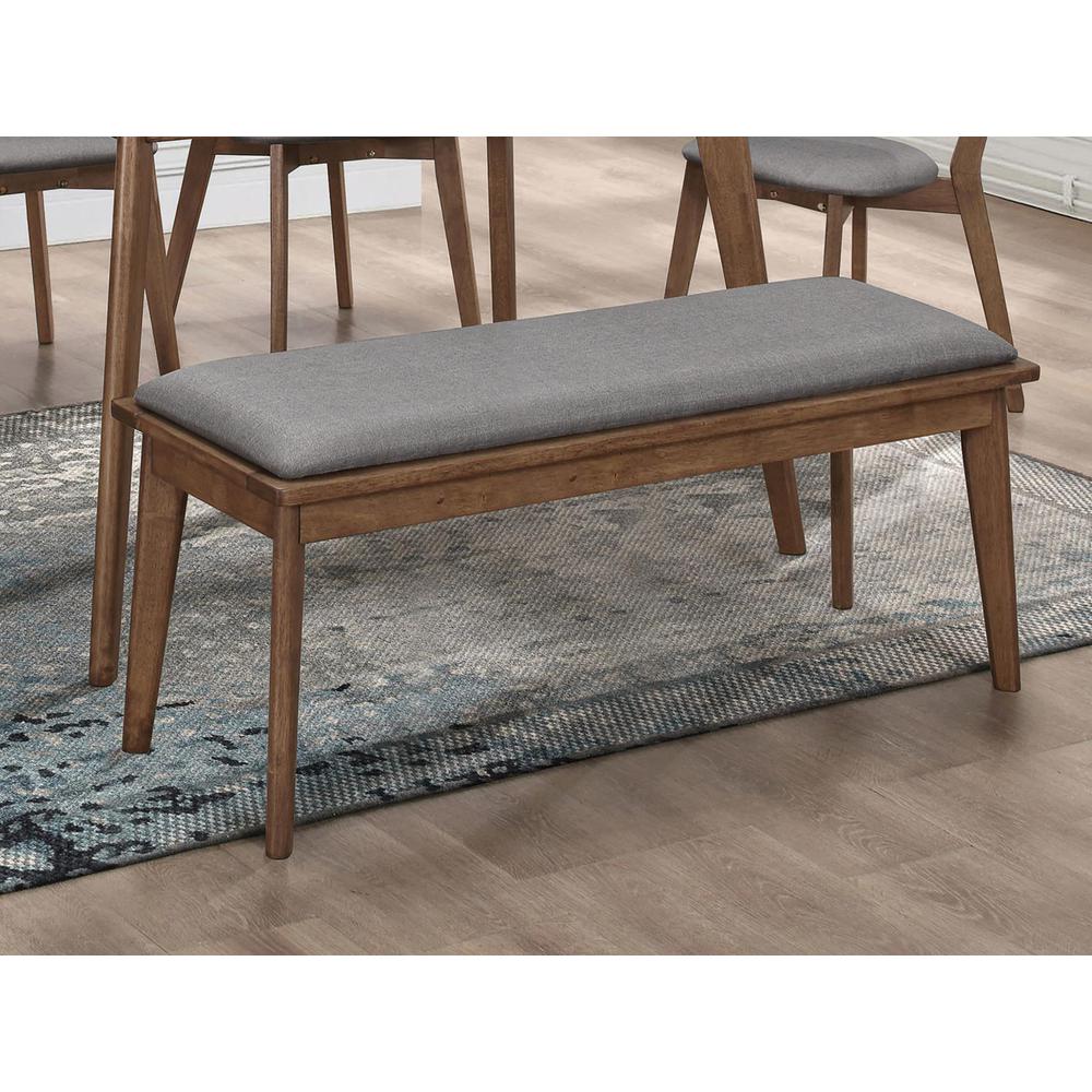 Alfredo Upholstered Dining Bench Grey and Natural Walnut. Picture 1