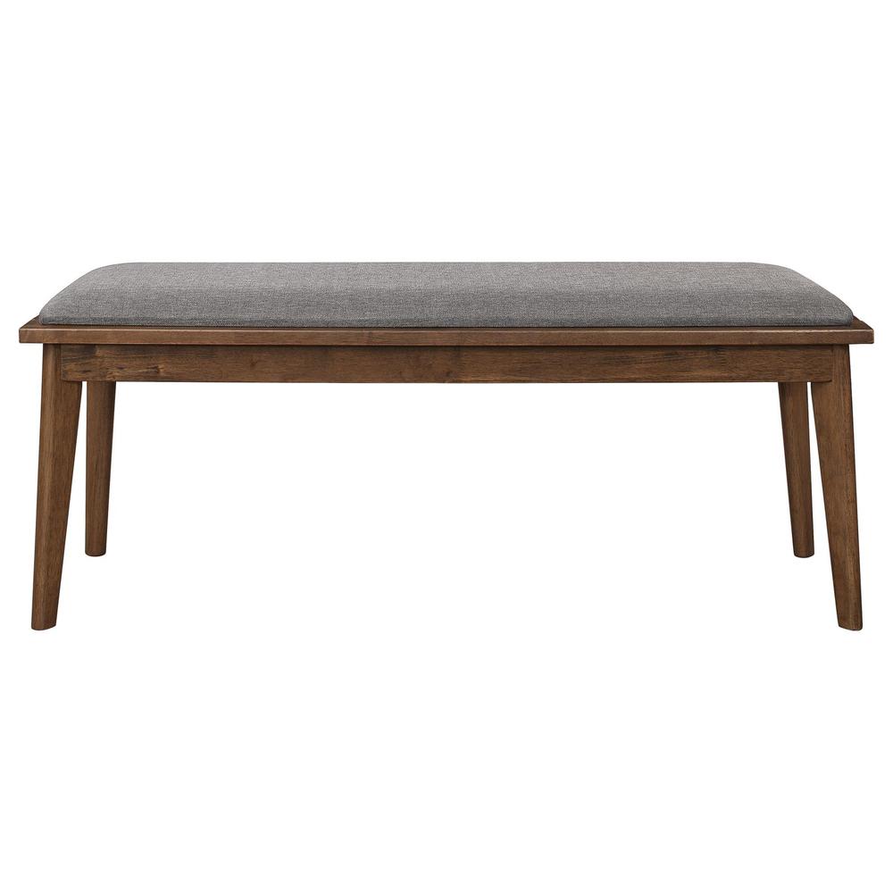 Alfredo Upholstered Dining Bench Grey and Natural Walnut. Picture 2