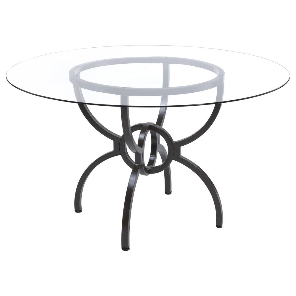 Aviano 48" Round Glass Top Dining Table Clear and Gunmetal. Picture 11