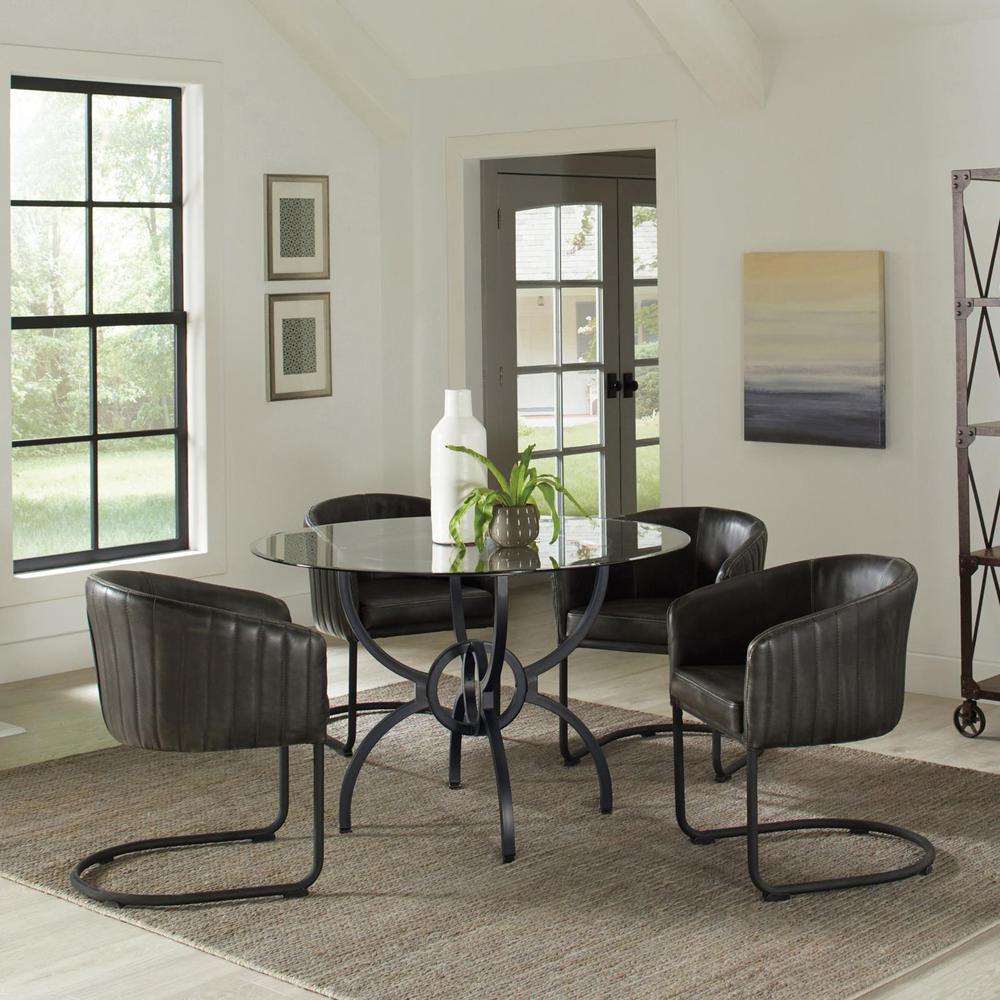 Aviano 5-piece Dining Set Gunmetal and Matte Black. Picture 9